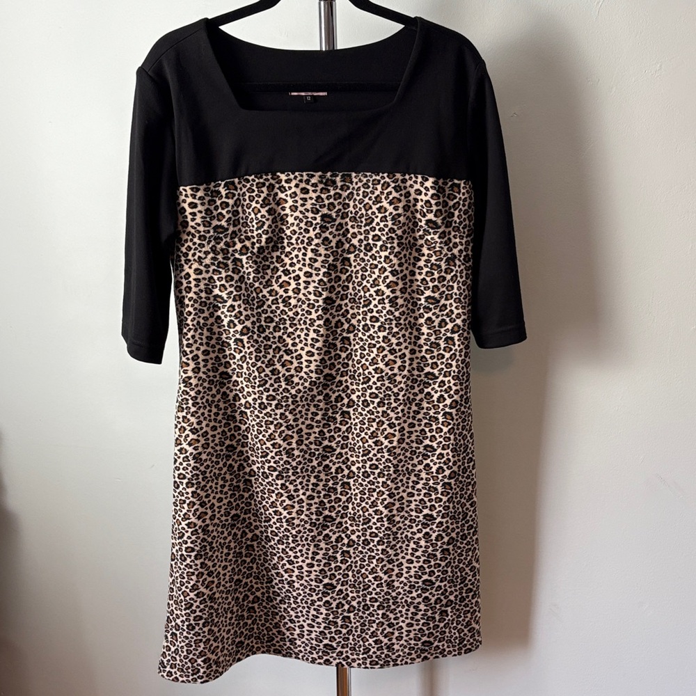 Chic Long Sleeve Leopard Print Dress
